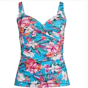 🌺🩵NWT-LANDS’ END gorgeous Women's Flutter Scoop Neck Tankini Top.🌺🩵 SZ 4